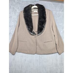 Amanda Smith Dresses Pant Suit 22W Set Brown Faux Fur Lined Blazer